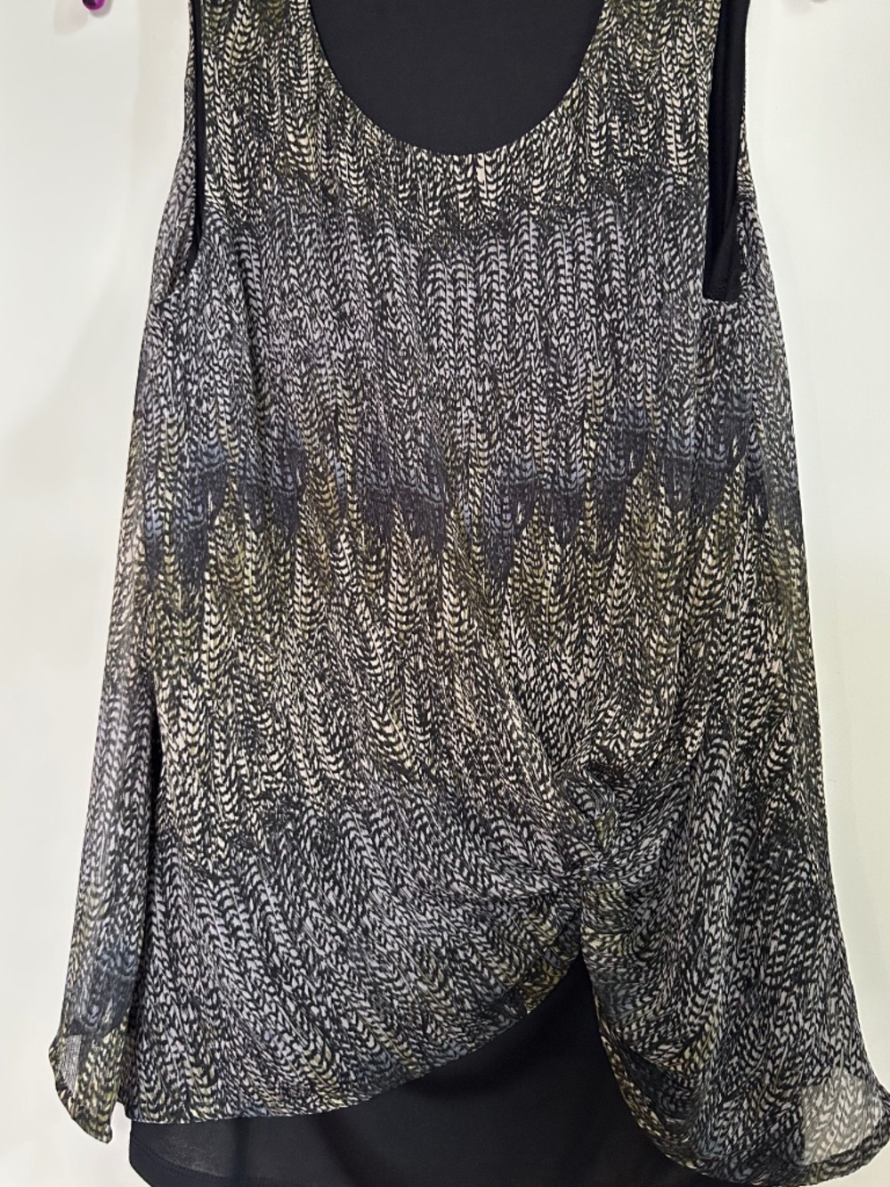 WOMEN'S SLEEVELESS TANK WITH KNOTTED FRONT, MULTICOLOR, SIZE L